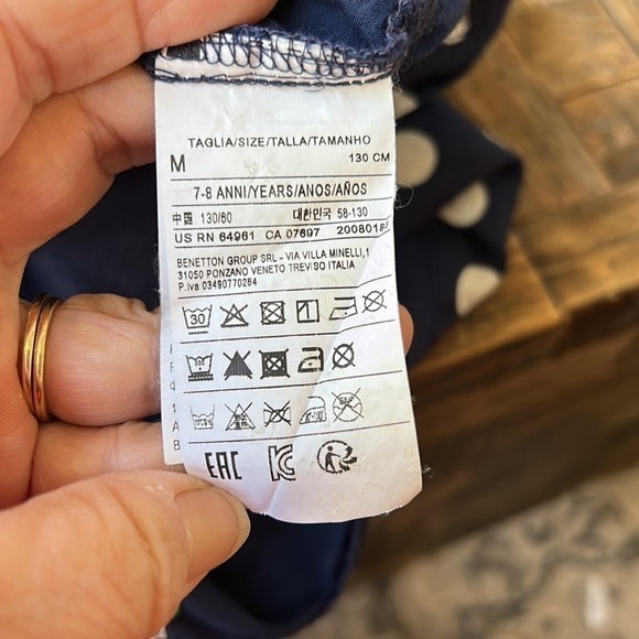 Benetton Girls Navy Polka Dot Dress - Picture 9 of 10